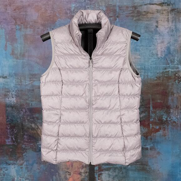 Eddie Bauer Women's Quilted Down Puffer Vest MEDIUM Full Zip EB650 Silvery Gray - Picture 1 of 6